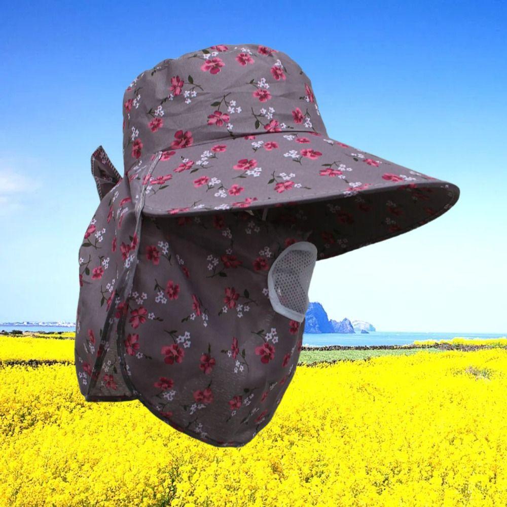 Wide Brim Face Hood Hat Mesh Breathable Sunscreen Hat Fashion Agricultural Work Cap  Summer