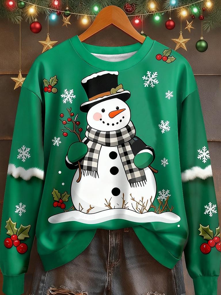 Christmas Women's Sweatshirts Kawaiian Cat Graphic Casual Long Sleeve O-Neck Regular Tops Streetwear Casual Pullover Fall Winter