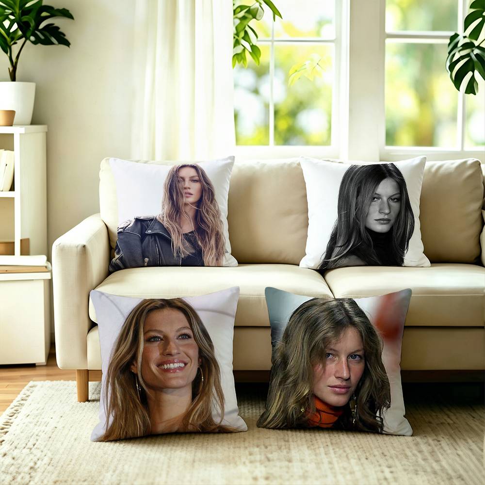 Popular Actress GGisele Bundchen Square DoubleSided printed Pillow Case Bedroom Bedside Pillow Sofa Cushion Cover