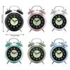 Classical Double Bells Metal Alarm Clock Quiet Nonticking Bright Night Lamp Dials Bedroom Clock for Heavy Sleepers