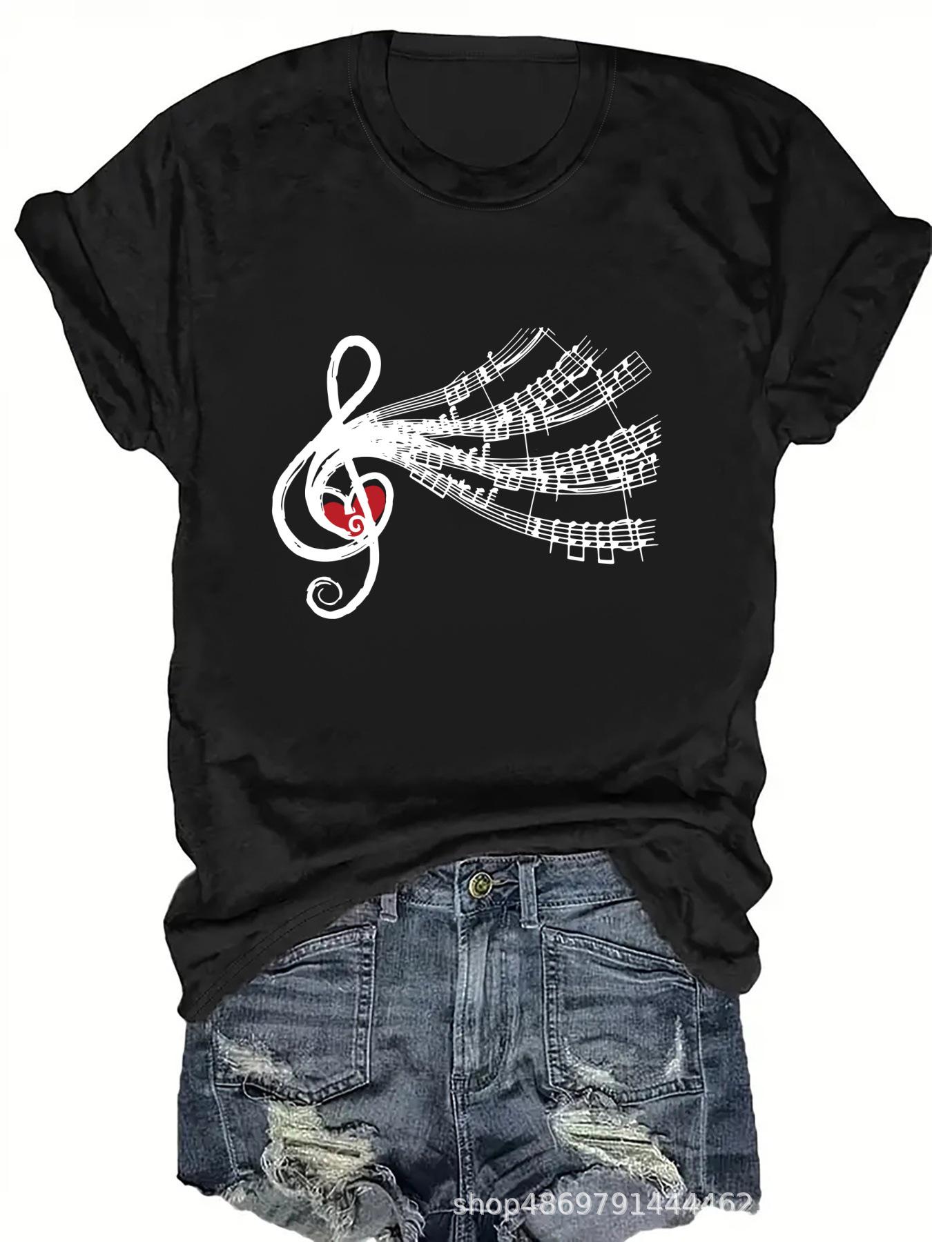 

Women s Cross-Border Round Neck Fashion T-Shirt Large чёрный