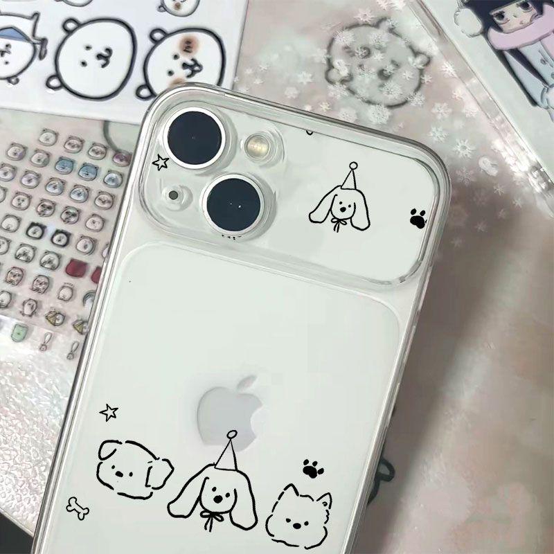 

Cartoon Dog Line Art Case for iPhone 17 Pro Max/16/15 Pro/14/13 Pro - Simple & Clear iPhone 14