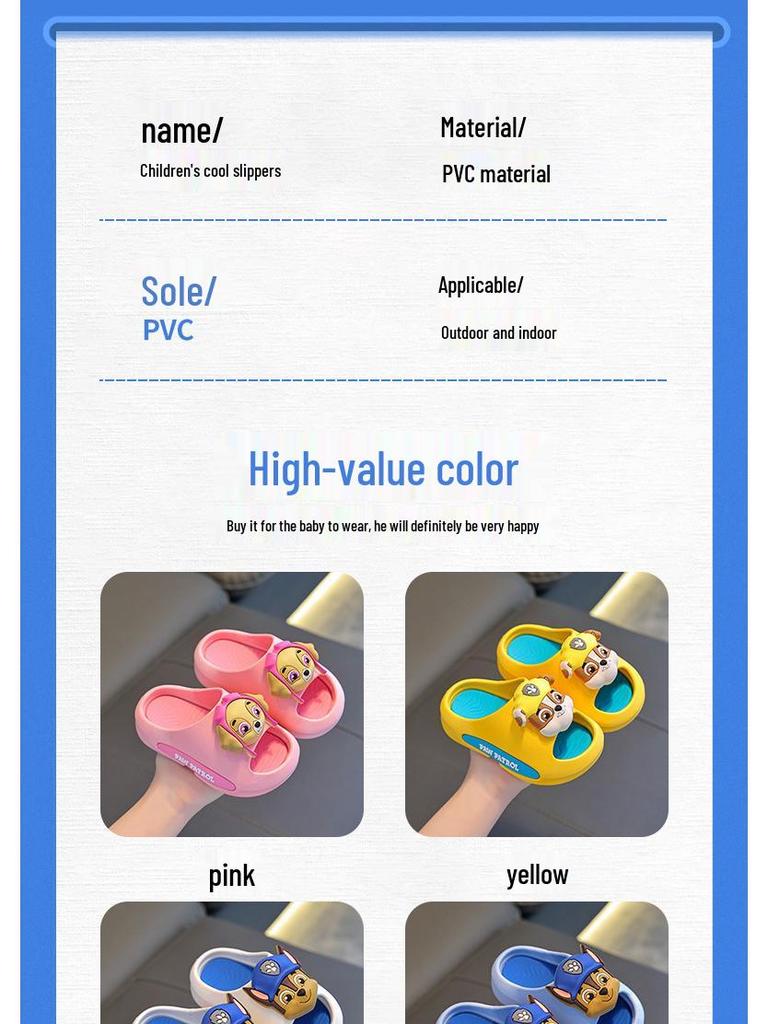 Paw Patrol Girls' Summer Non-slip Cartoon Sandals Slippers