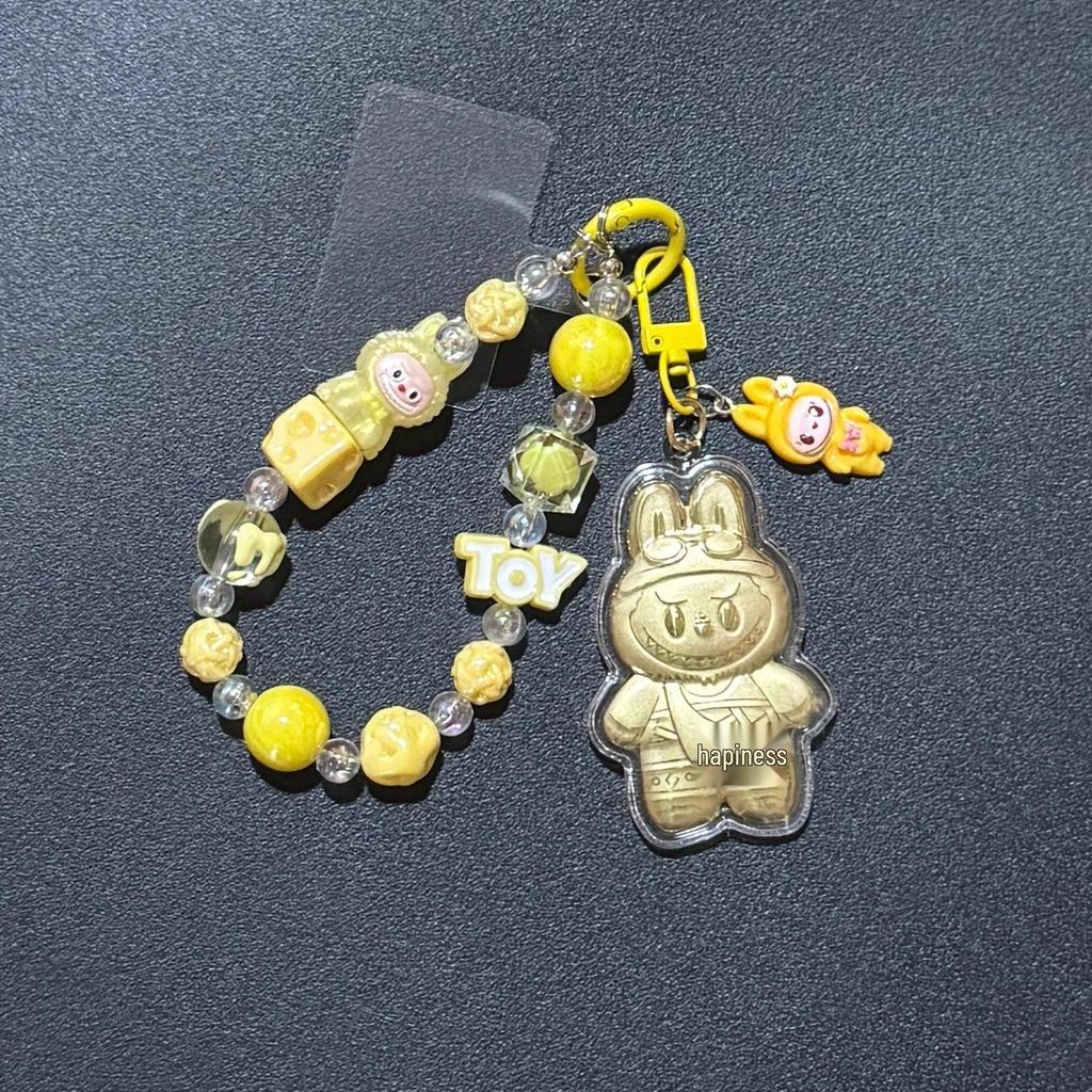 Golden 999 Pure Gold Mobile Phone Pendant Keychain Cartoon Plush Bag Charm