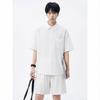 Retro Summer Loose-Fit Workwear Short-Sleeve Shirt Unisex Shirt And Shorts Two-Piece Set For Couples