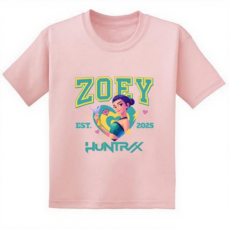 

Movie Crew Neck Cartoon KPop Demon Hunters Girls Boys Tee Kids T-shirt Print Fashion Casual Tops Casual Baby Girl Clothes 140cm рожевий