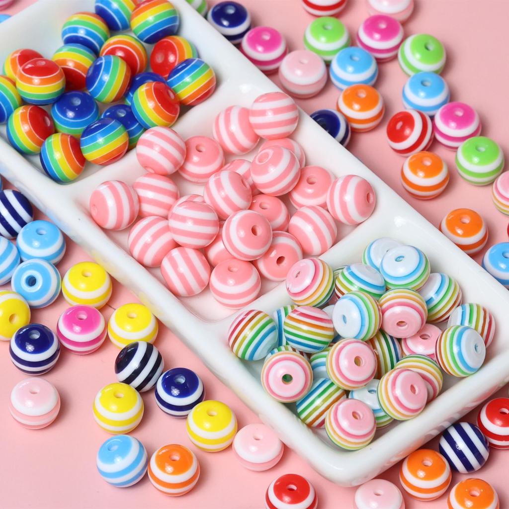Japanese Macaron Lollipop Bead DIY Charm Set: Childlike Striped Round Beads for Phone and Bag Accessories