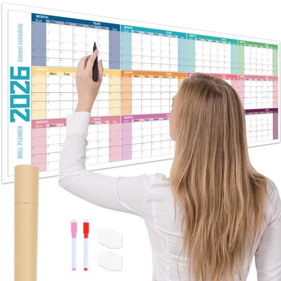 Super Large Wall Sticker 2026 Calendar Reusable Matte Whiteboard Home Work Planner Year-Round Planning Tool