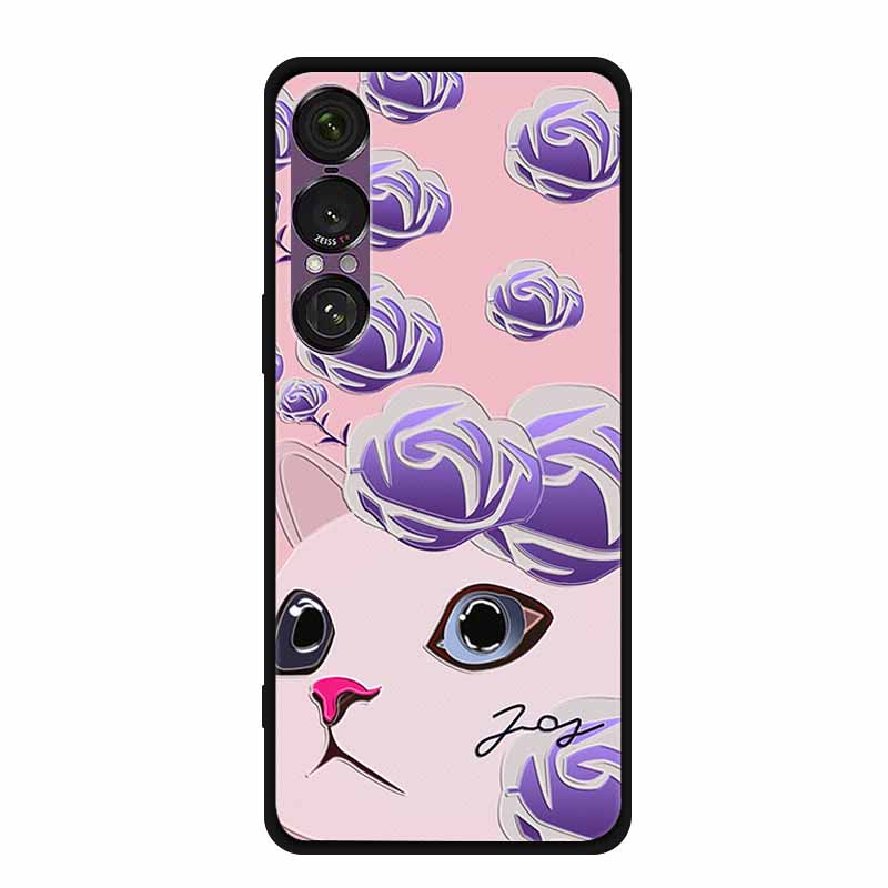 3D Emboss Case For Sony Xperia 1 VII 5G Case Flowers TPU Soft Silicone Back Cover For Sony Xperia 1 VII 2025 Phone Case XQ-FS54
