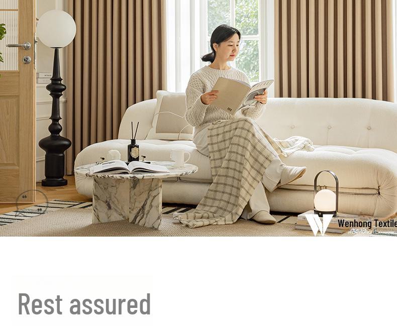 High-Grade Cream Blackout Bedroom Curtain: Simple, Luxurious Light-Blocking Fabric