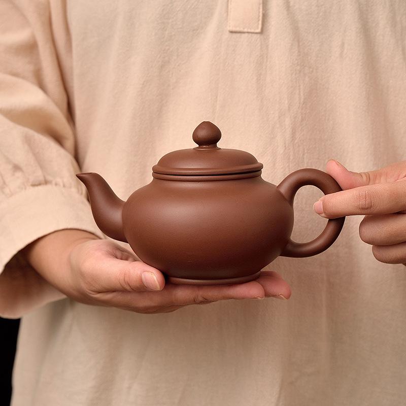 Raw ore large capacity purple sand teapot antique smile cherry pot handmade household cinnabar clay pot tea maker filter tea maker