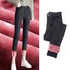 Women's High Waist Fleece Lined Skinny Pencil Jeans Slim High Stretch Warm Denim Pants Elegant Commuter Winter Long Trousers