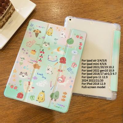 For iPad 2021 9th Case Swoosh Cloudy Pattern iPad Tri-fold TPU Case for iPad 2022 10th Air5 10.9 Mini6/5/4 with Pencil Holder