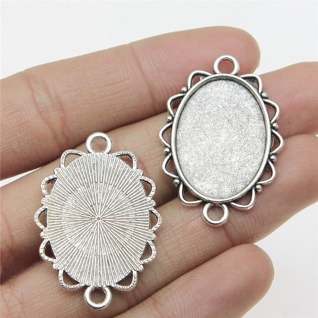 Accessories Parts Fit 18x25mm Oval Glass Cabochon Base Tray Bezel Wedding Jewelry Findings QA039