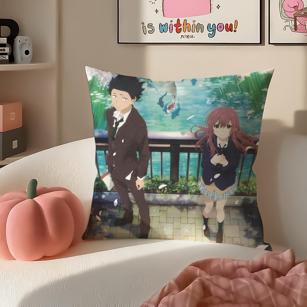 Katachi Healing Anime AA Silent Voice Cushion Cover Pillowcase Short Plush Invisible zipper Room Sofa Cushion Cover