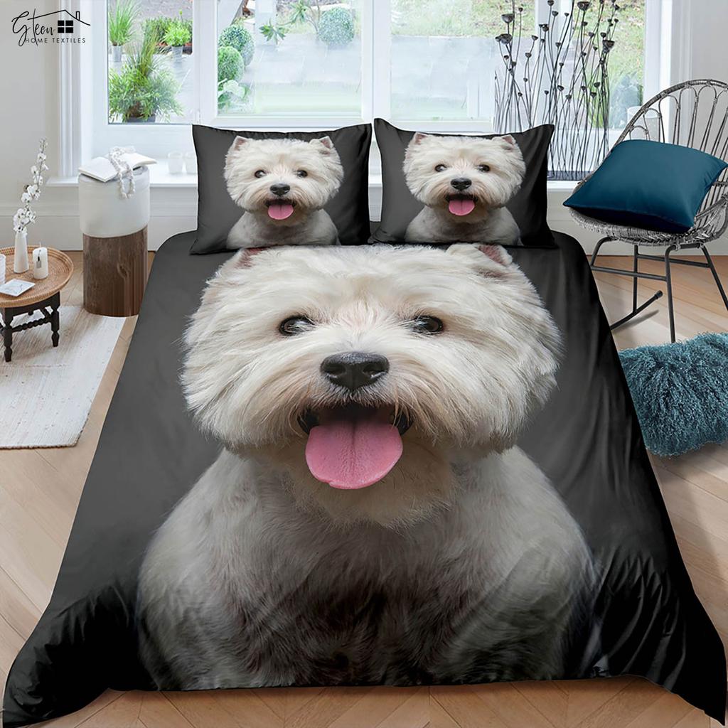 Cute And Criminal Dog Cat Print Quilt Cover Soft And Comfortable Duvet Cover Pillowcase Bedding Set Kids Gift 3 Pieces