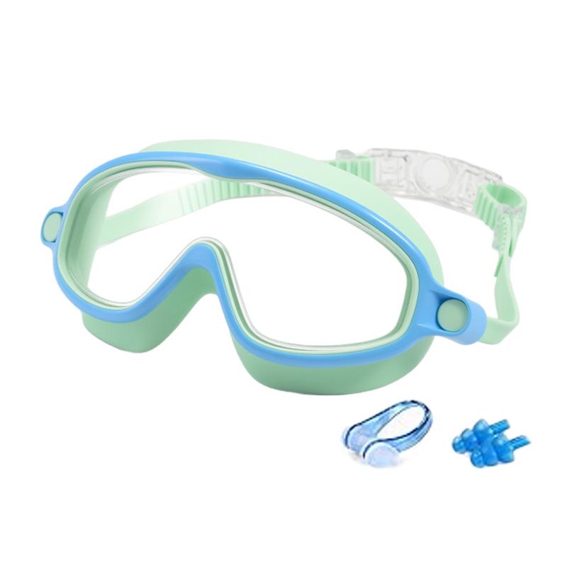 Children's Large Frame Swim Goggles with Nose Cover, Waterproof Anti-Fog, for Boys and Girls