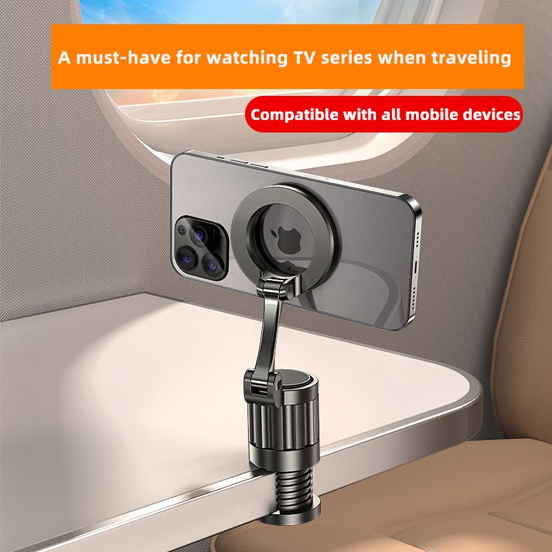Multi-function Magnetic Phone Clip Holder Car Headrest Phone Mount 360° Rotating Adjustable Bracket For Magsafe Phone 16 15 14