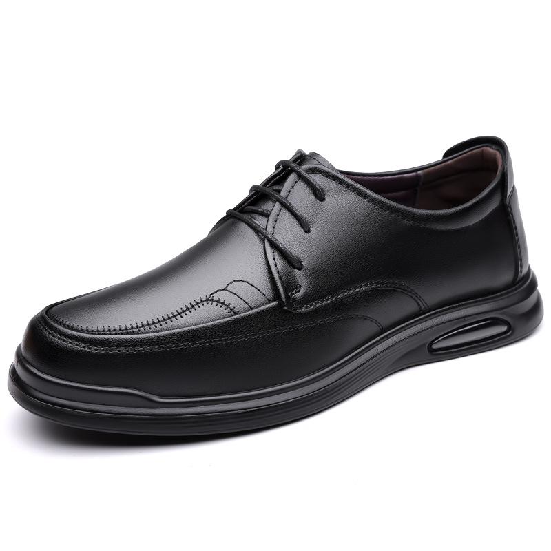 Fashion Spring Autumn New Black Leather Shoes for Men Fashion Lace Soft Sole Dress Shoes Male Designer Low Top Casual Loafers Man