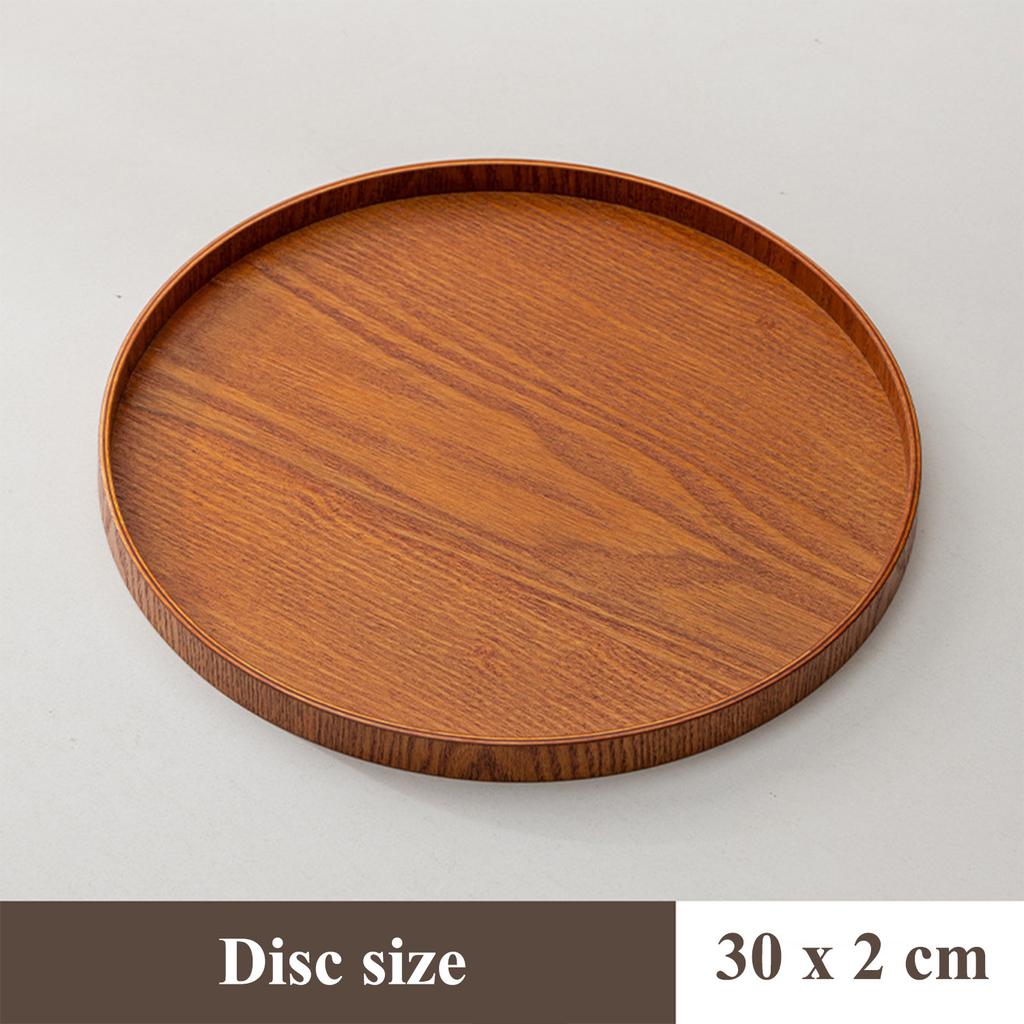 Round Wooden Serving Tray – Multipurpose Plate for Steak, Sushi, Dessert, Salad, Kitchen and Restaurant Tableware