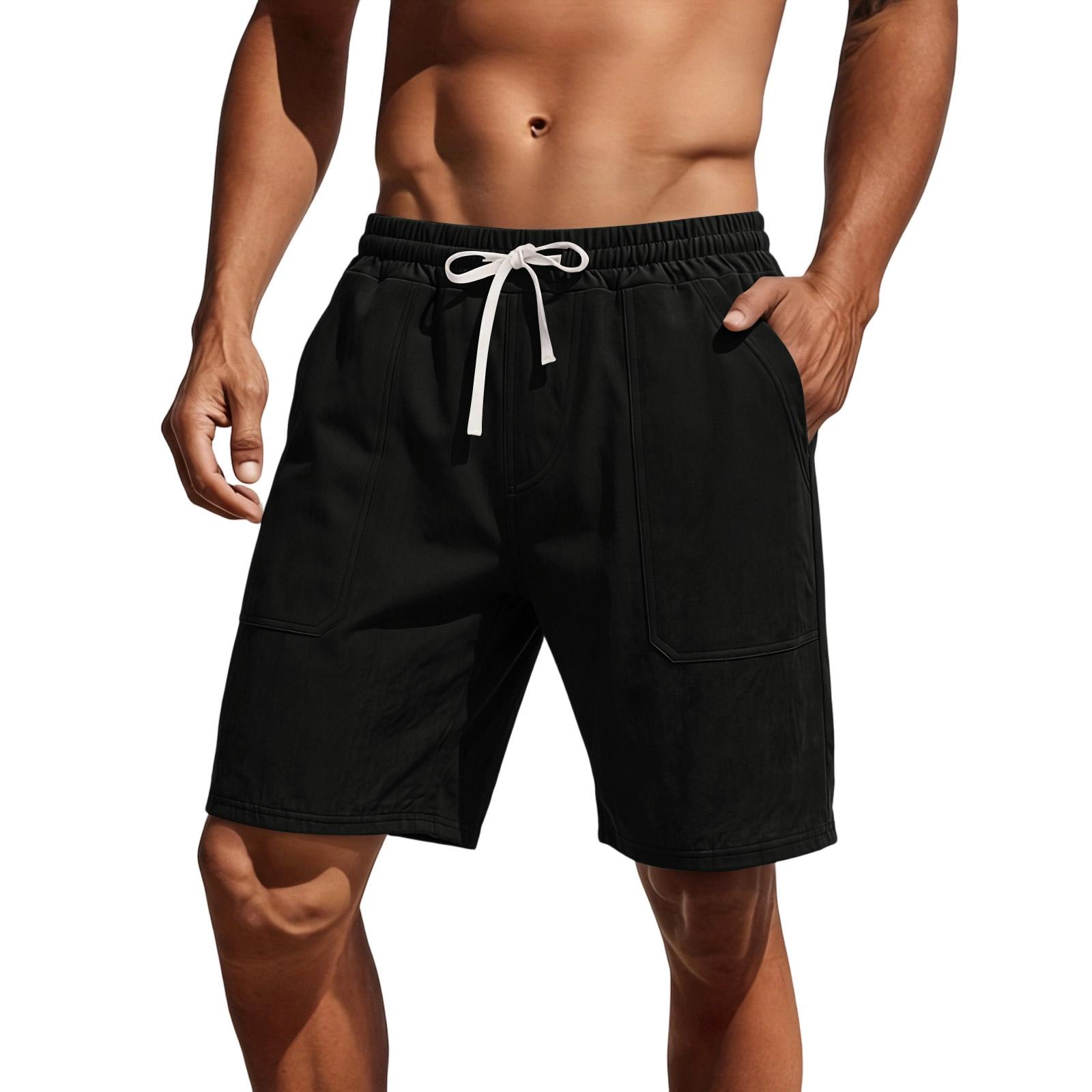 Men s Summer Casual Linen Shorts - Men s Lightweight And Breathable Beach Pants L