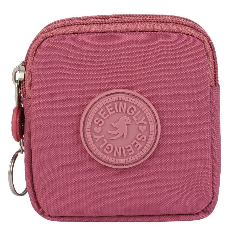 Portable Waterproof Coin Purse Solid Color Wear-resistant Keychain Wallet with Key Ring Handbags
