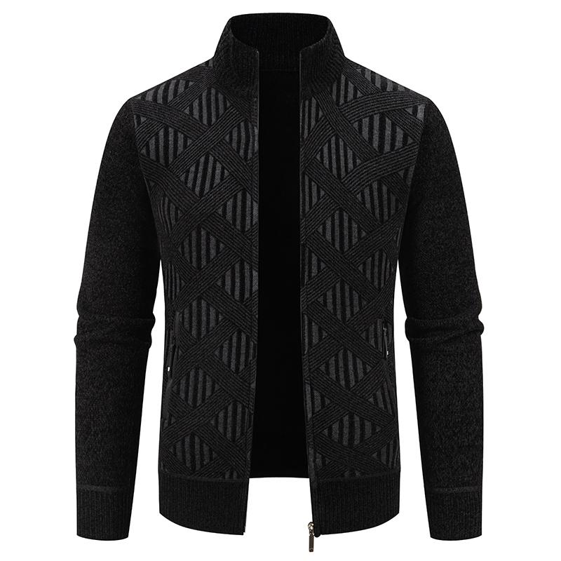 Autumn Winter Stand Collar Knit Cardigan Men Korean Style Warm Casual Men's Knitted Sweater Coat