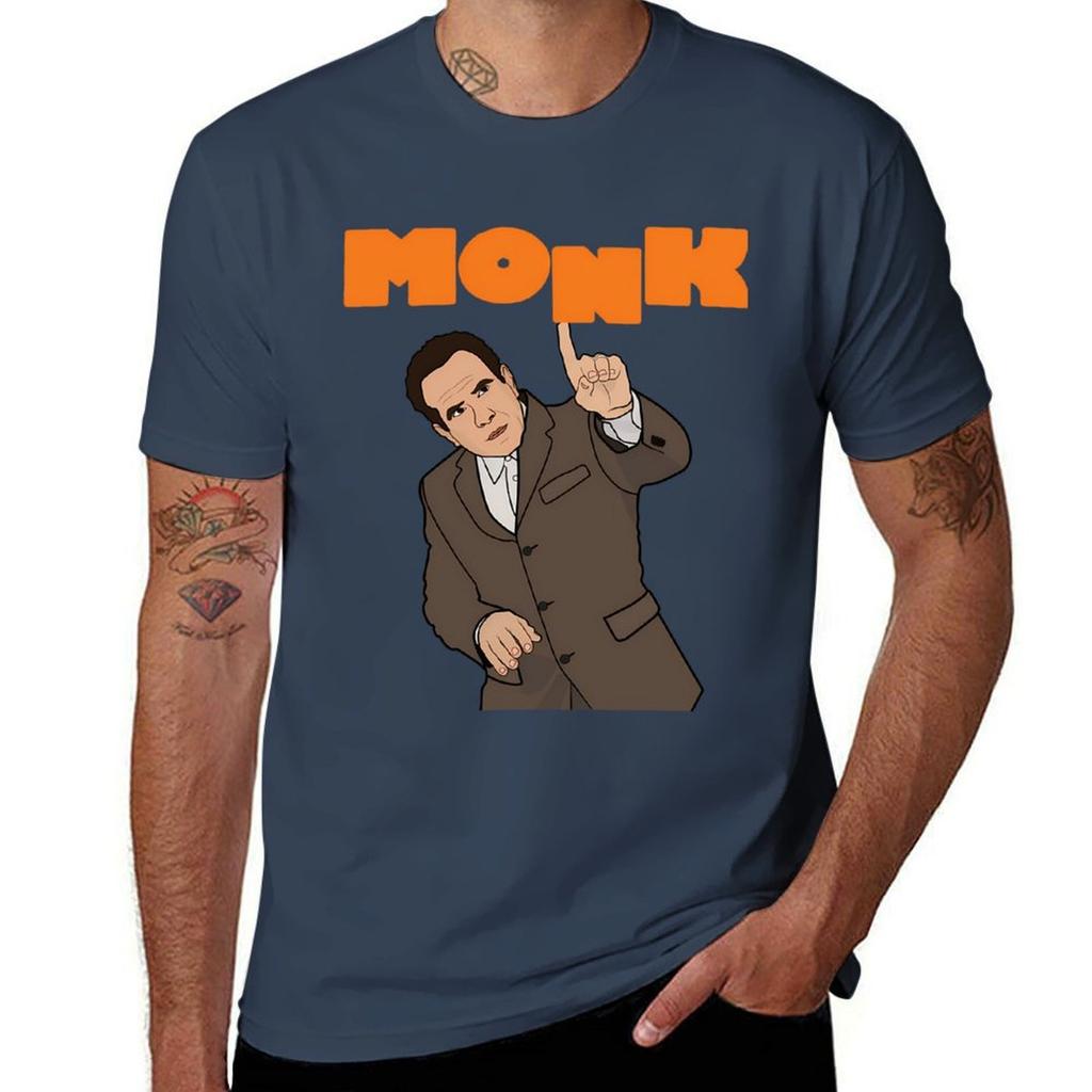 Mr Monk And The Uneven Letter Tshirt Vintage Print Crew Neck Tee