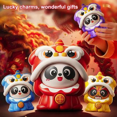 Chinesischer Löwentanz Panda Gesichtswechselnde Spielzeugpuppen, Drückbare Lustige Gesichtsmasken, Sichuan Opernpuppen