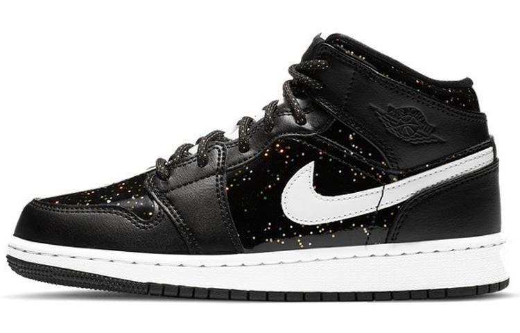 Jordan 1 Mid Black Speckle GS AV5174-001 37.5