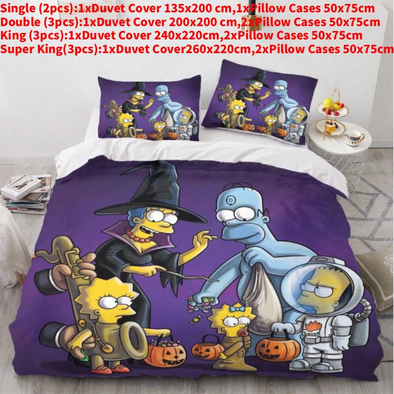 Anime Simpsons The 3d Print Duvet Cover Pillowcase Set Bedroom Gift Bedding