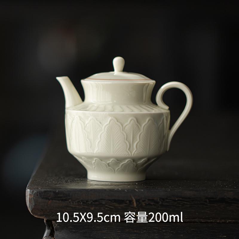 

200ml Handmade Ding Kiln Yellow Teapot Aesthetic Relief Banana Leaf Pot Tea Making Filter Kettle Tea Ceremony Supplies Ornaments