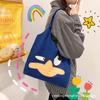 Cute cartoon portable canvas bag, winter new unisex daily versatile funny bag large capacity bag