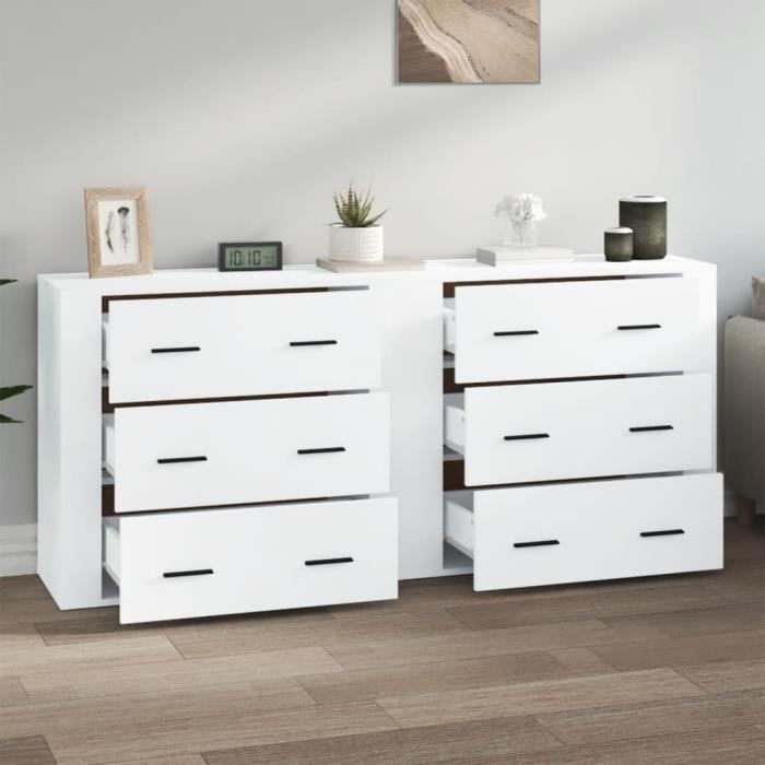 VidaXL Buffets 2 Pcs White Engineered Wood 3185407