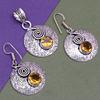 Citrine Set Jewelry Women Pendant  Earring Gemstone Earrings Gems Green