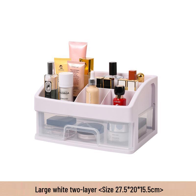 Large Capacity Desktop Cosmetic Storage Box with Drawers for Dorms