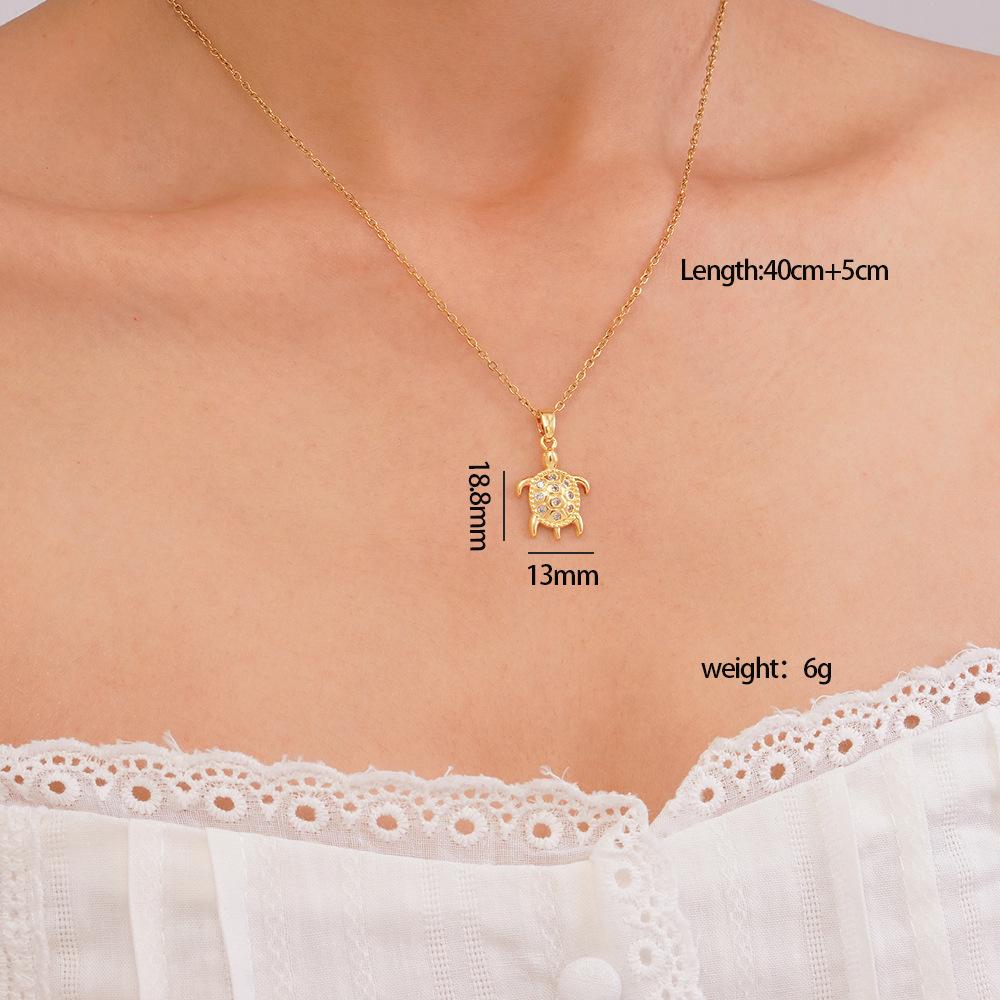 Necklace Ocean Series Turtle Pendant Copper Inlaid Zircon Personality Fashion Versatile Clavicle Chain