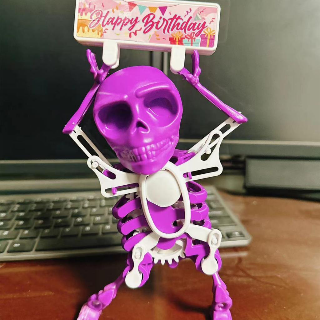 3D Printing Dancing Skull Man Toy Luminous Shaking Head Sand Carving Gears Spring Up Toys for Children Gift Party Accessories