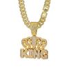 King Cuban Pendant Necklace with Alloy Rhinestone Crown - European & American Hip Hop Jewelry.