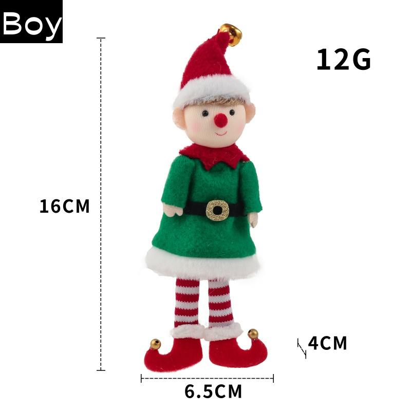 4-1PC Christmas Elves Stuffed Plush Dolls Hanging Ornaments Xmas Tree Decor Cute Boy Girl Elf Pendant Kids Gifts New Year Gifts
