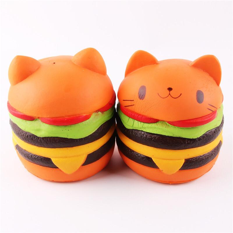 Koci Hamburger Squishy Zabawka z Powolnym Odbiciem Miękki Materiał PU Do Redukcji Stresu i Jako Prezent