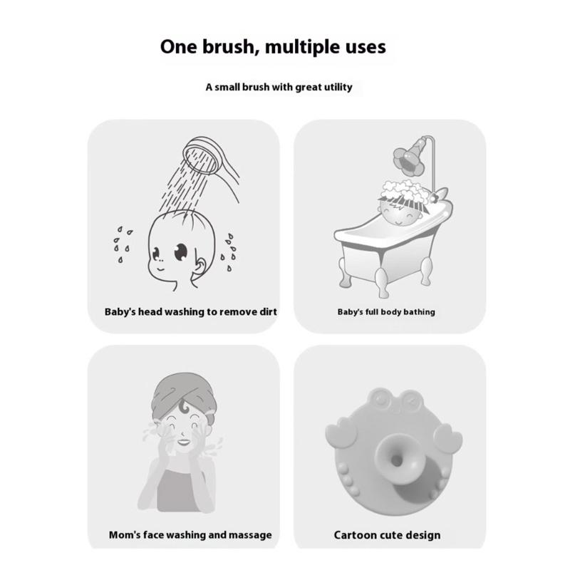 Multifunctional Infant Silicone Cleaning Brush Safe Bath Massage Tool Cute Cartoon Design for Baby Comfortable