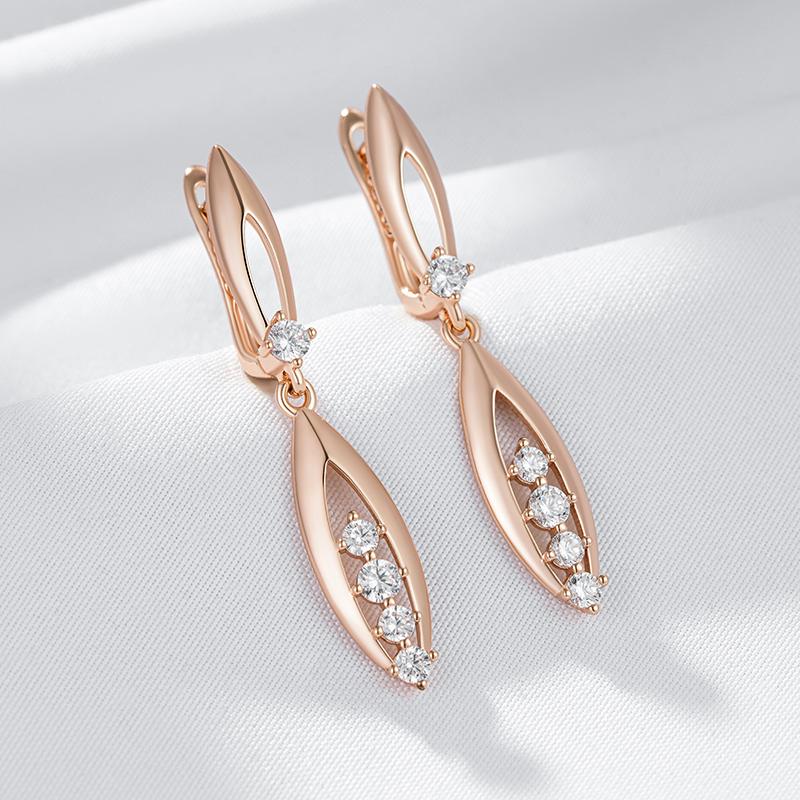 Innovative Design Shiny Natural Zircon Drop Earrings For Women Fashion  Rose Gold Color Romantic Daily Fine Jewelry