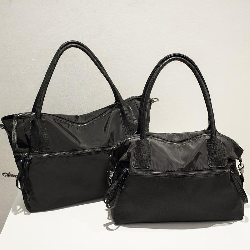 Unisex large-capacity solid color handbag, simple Oxford cloth soft-sided tote bag, new shoulder bag bag.
