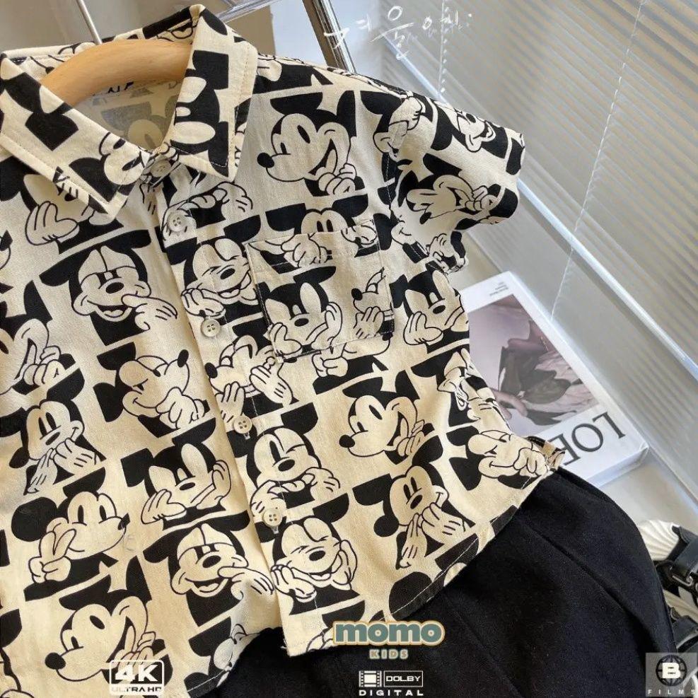 Kids' 2025 Summer Cartoon Print Short-Sleeve Korean-Style Shirts for Boys