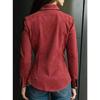 New Long-sleeved Deer Suede Shirt – Women’s Fitted Casual Shirt with Pockets