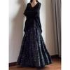 2025 Floral High-Waist Black Long Skirt, Plus Size for Curvy Figures, Stylish Slimming Hem