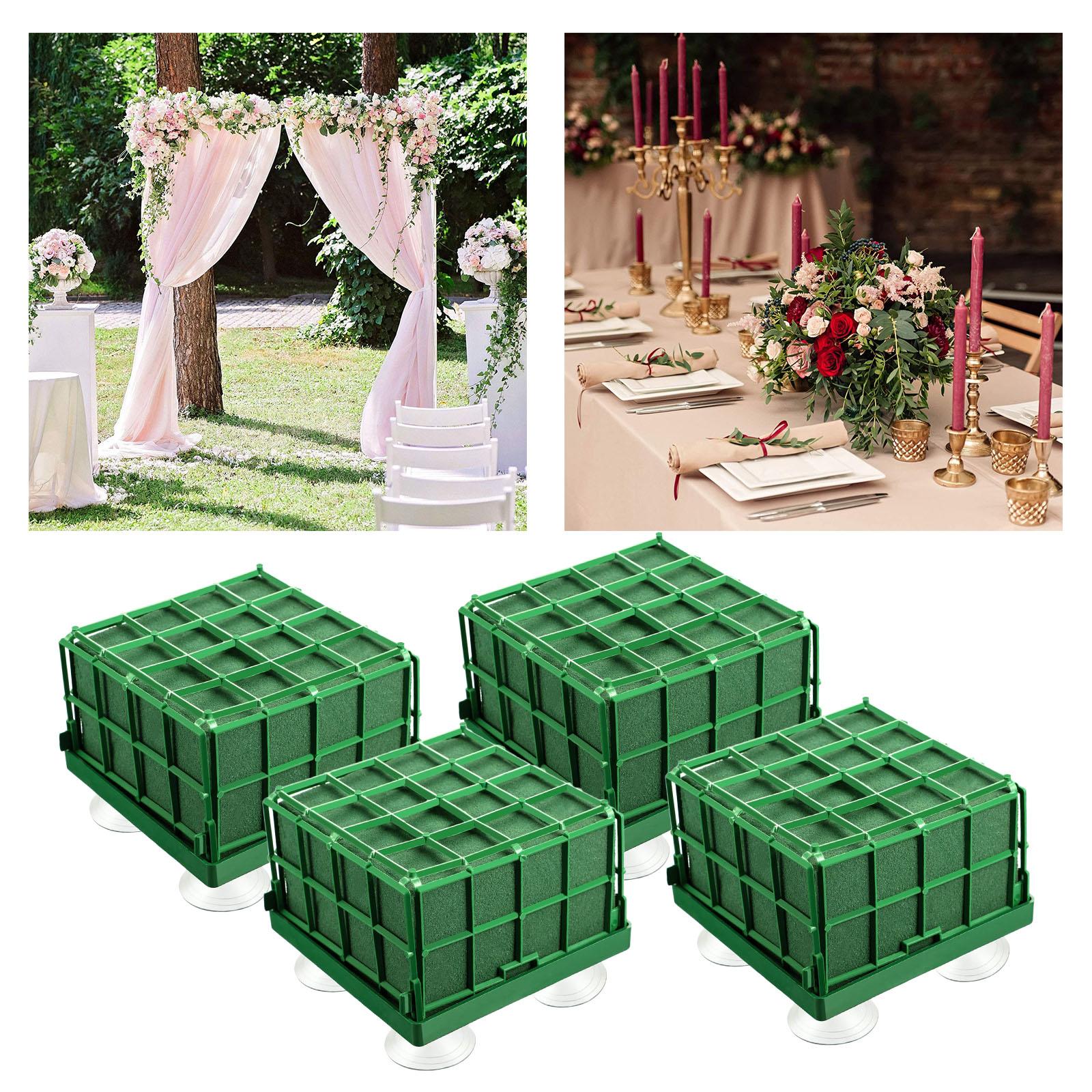 

4 Pack DIY Flower Arrangement Kit Green Square Wet Floral Foam, Wedding Aisle Flowers, Party Decoration зелений