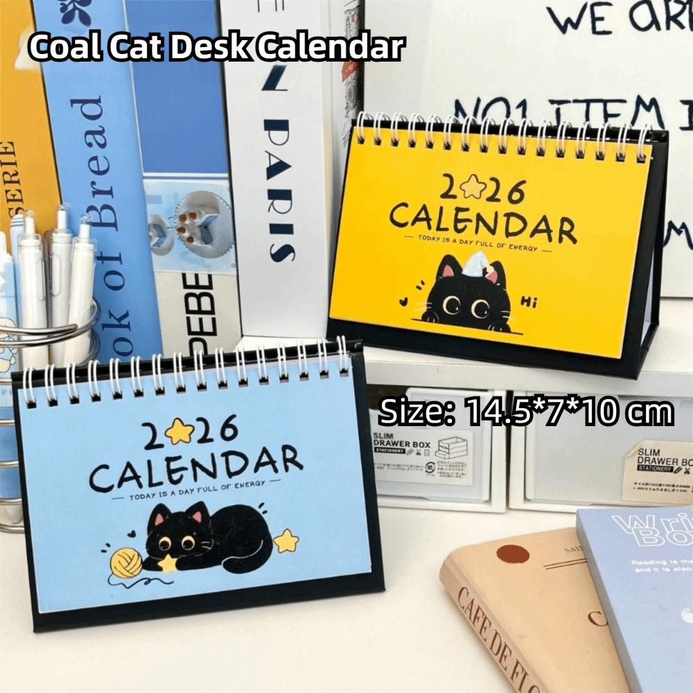 Cartoon Coil 2026 Desk Calendar Desktop Decoration Cute Cat Mini Calendar Portable Daily Planner Students Gifts