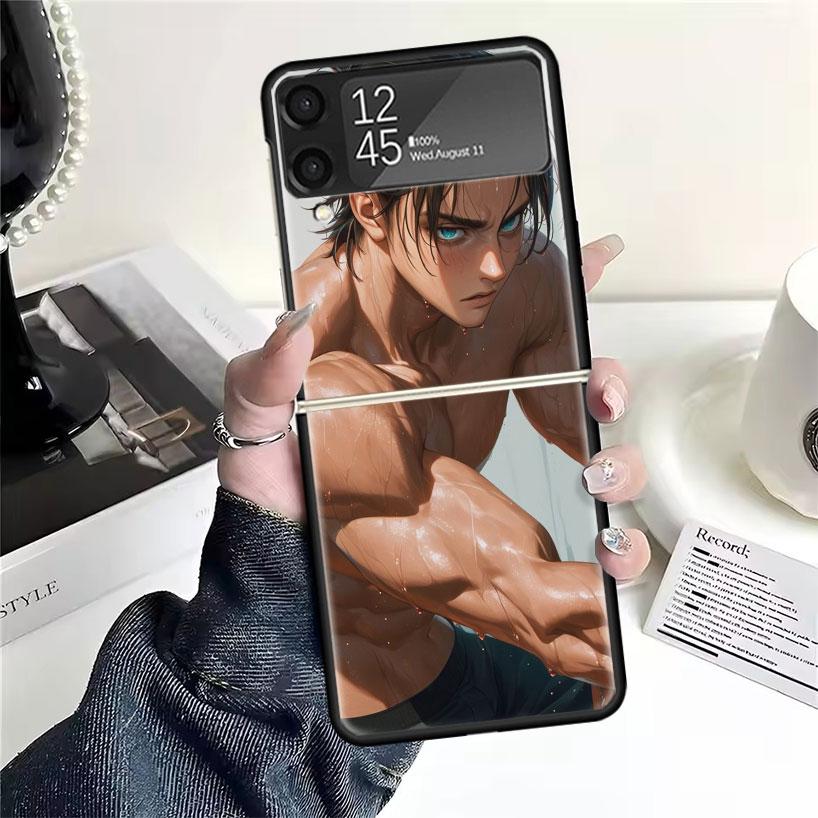 A-Attack On T-Titan Eren Yeager Cases For Samsung Galaxy Z Flip 4 5 6 7 3 Z Flip7 Flip6 Flip4 Flip5 Flip3 5G Hard Shockproof Fun